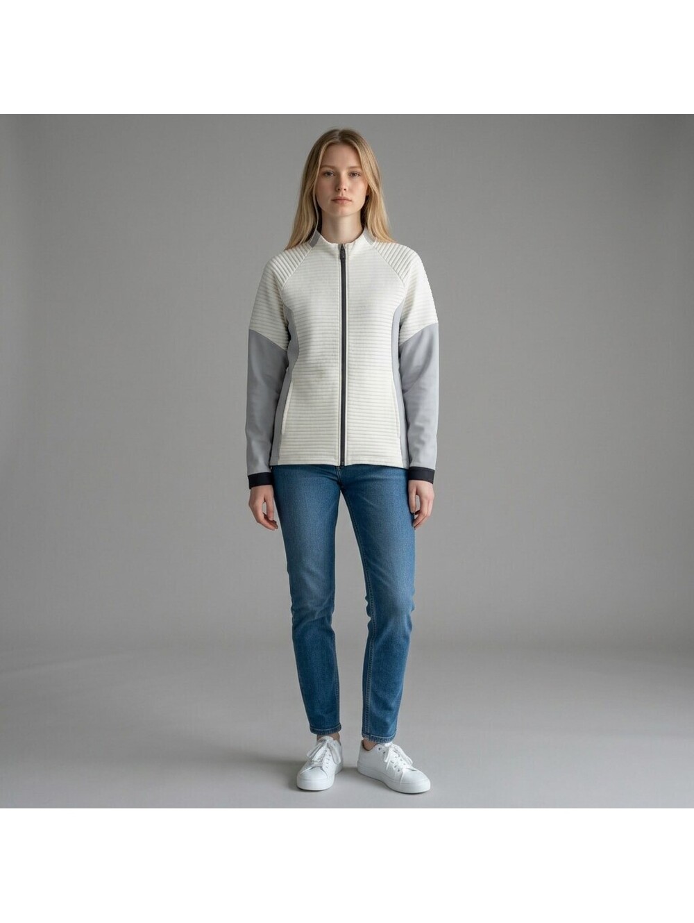 Under Armour Jacket Women M Medium White Full Zip Long Sleeve ColdGear Fitted